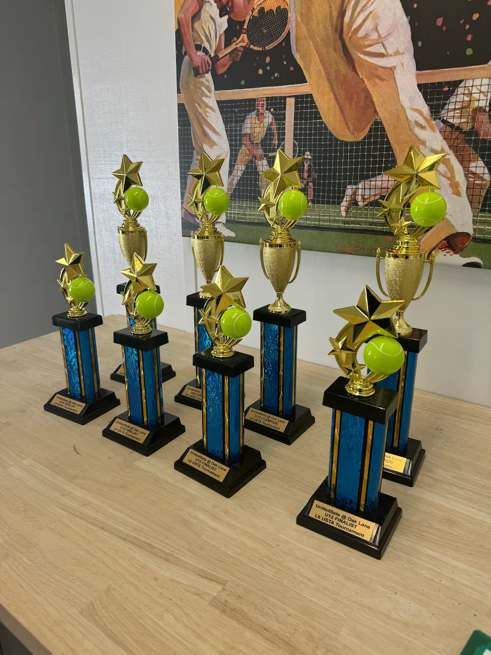 Tennis tournament trophies